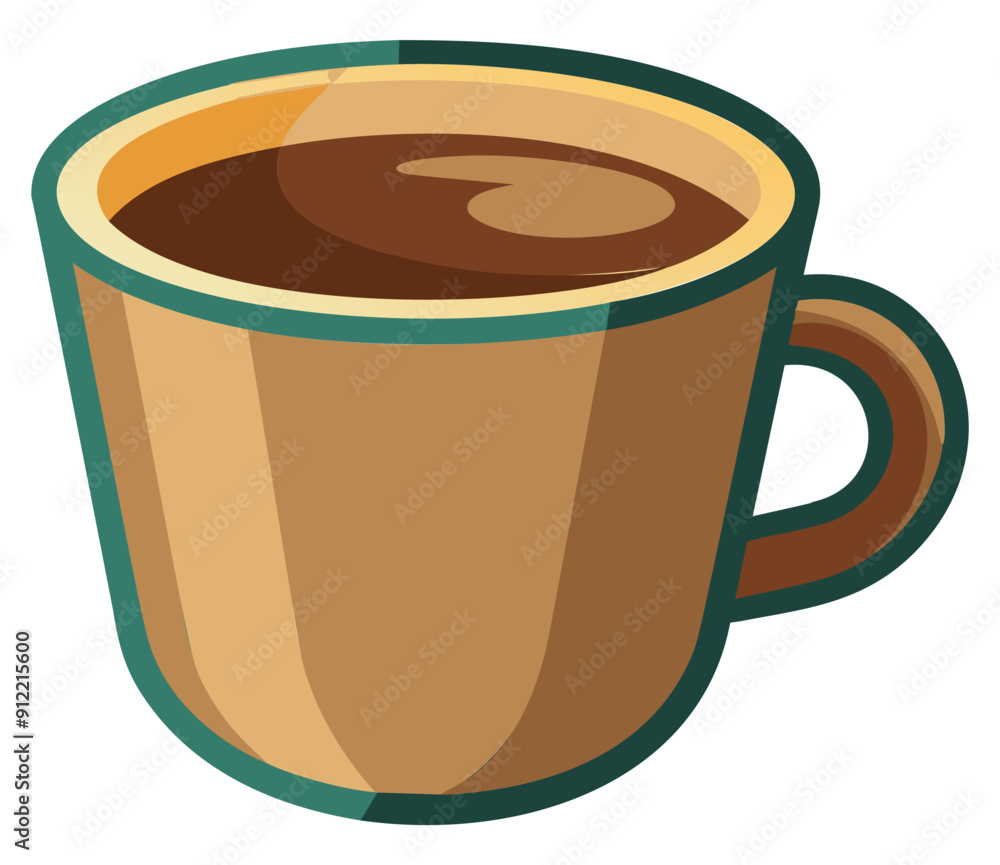 A full cup of coffee with steam and a green rim. Vector illustration A full cup of coffee with steam and a green rim. Vector illustration