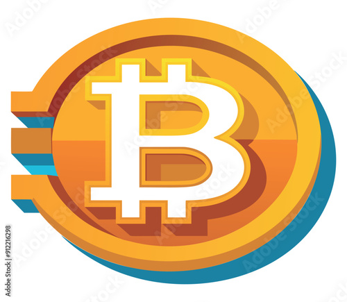 Digital illustration of the bitcoin symbol. Vector illustration