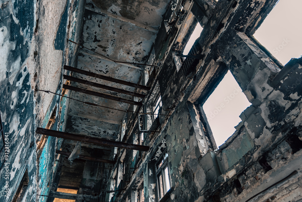 destroyed school in a city lost in the war in Ukraine destroyed school in a city lost in the war in Ukraine