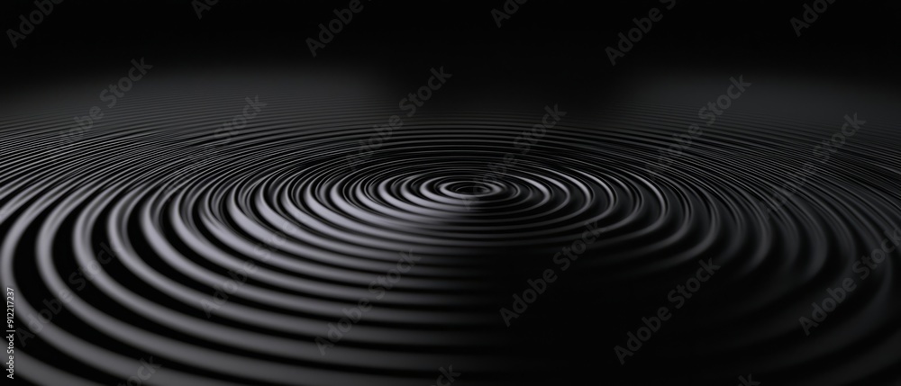 overlay of concentric wave ripples, on black background, Generative AI overlay of concentric wave ripples, on black background, Generative AI