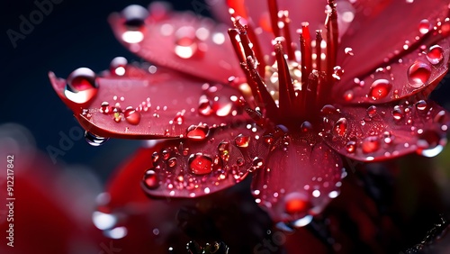 water drops on red flower