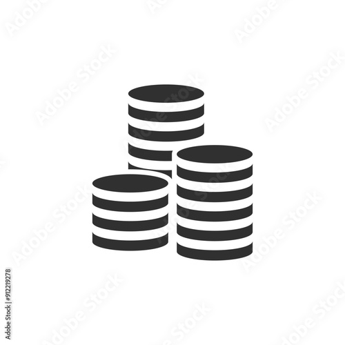 Simple black image of stacked coins isolated on white background. Savings illustration. Vector icon in flat style