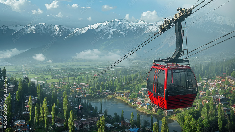 aerial view of gulmarg cable car in winter aerial view of gulmarg cable car in winter