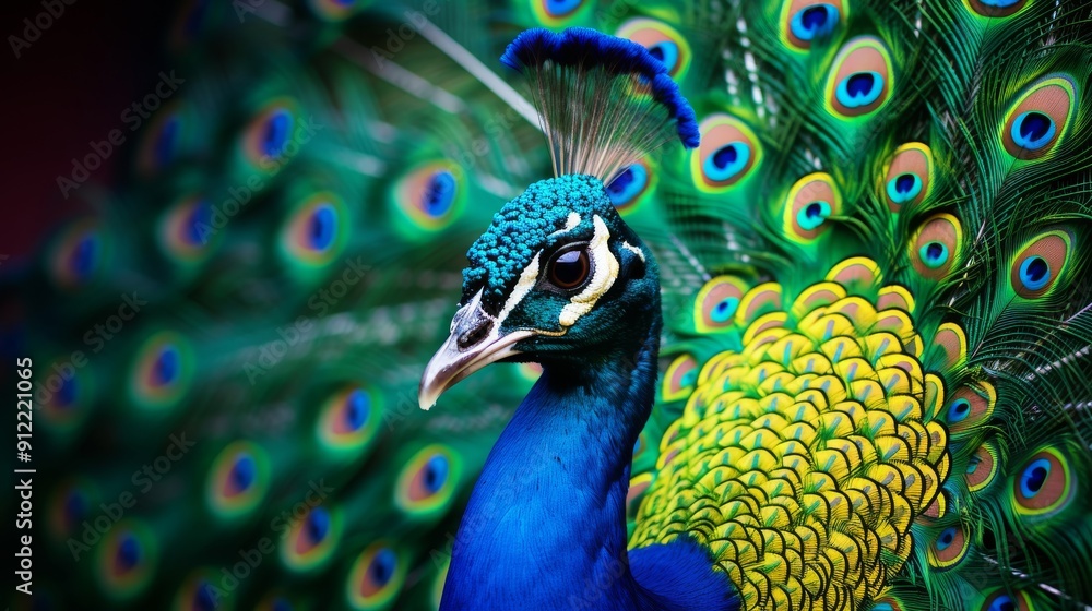 Feathers display closeup by peacock Feathers display closeup by peacock
