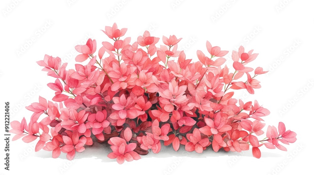 Fototapeta premium Flowering shrub, garden focal point, seasonal display, Watercolor style