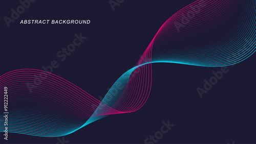 Abstract dynamic lines on dark background. Modern red and green flowing wave lines. Futuristic technology concept.