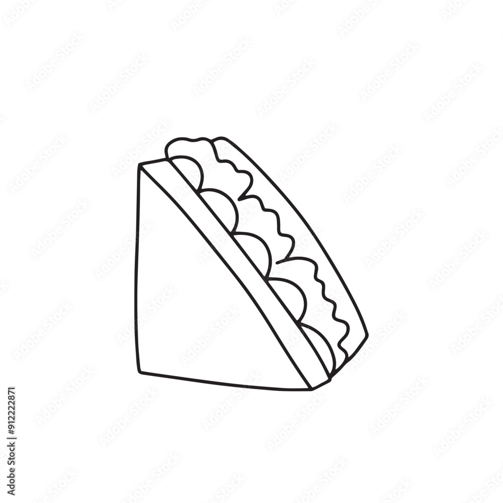 Line handrawn breakfast food. cookies, cakes, pudding, donut, croissant, beef slice, strawberry candy, sandwich, egg Line handrawn breakfast food. cookies, cakes, pudding, donut, croissant, beef slice, strawberry candy, sandwich, egg