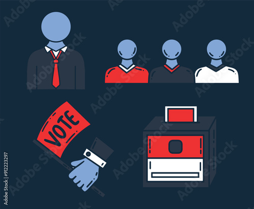 election and voting day with Democracy politics social icon style