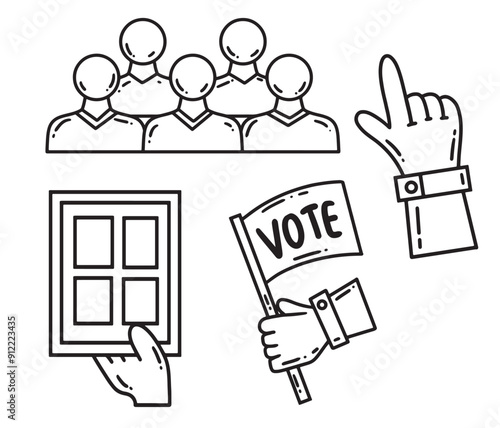 Democracy social lineart icon for election and voting day