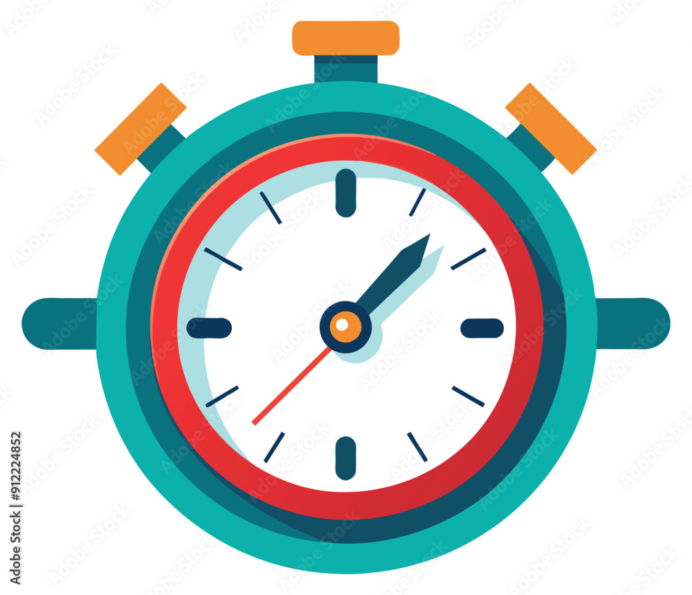 Colorful analog stopwatch with red and blue bezel. Vector illustration Colorful analog stopwatch with red and blue bezel. Vector illustration