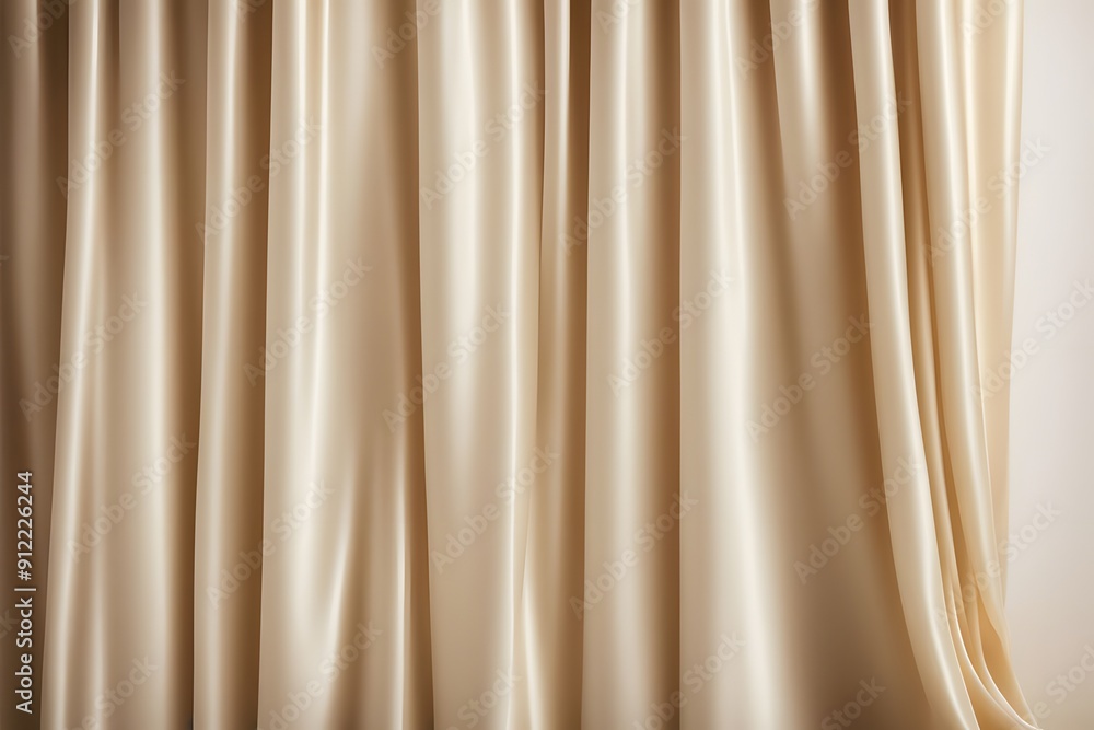 Obraz premium Timeless cream silk curtain with a soft glow for classic product displays, Ai Generated