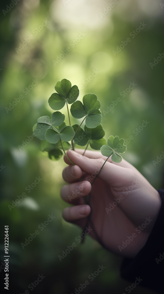 Hand holding a shamrock Hand holding a shamrock