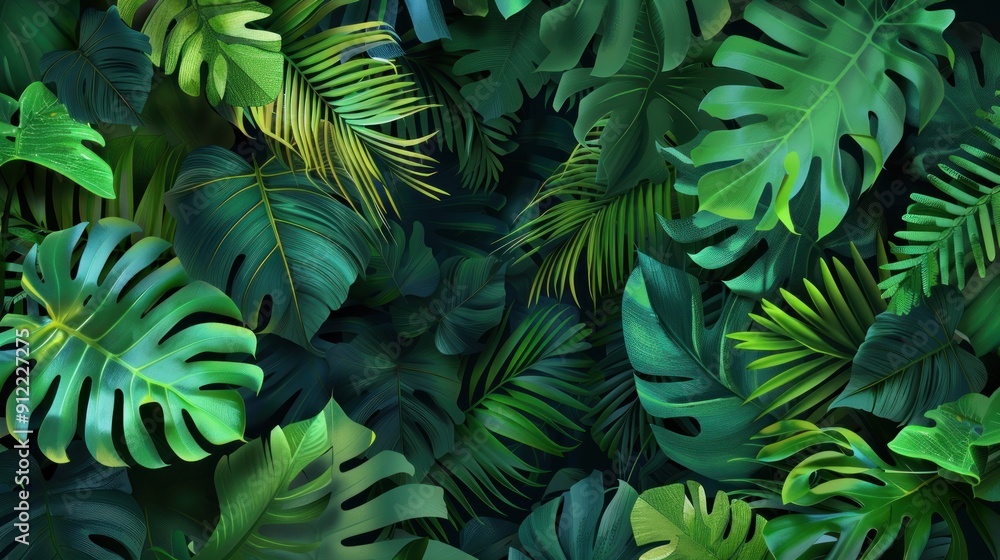 Lush Green Tropical Leaves Wallpaper Lush Green Tropical Leaves Wallpaper