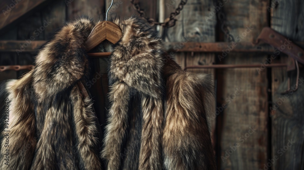 Obraz premium Rustic Fur Coat Hanging