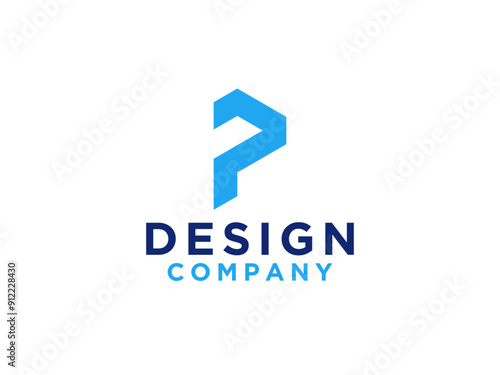 Free Download Abstract Initial Letter P Logo. Blue Geometric Line isolated on White Background. Usable for Business and Branding Logos. - GFXLoad