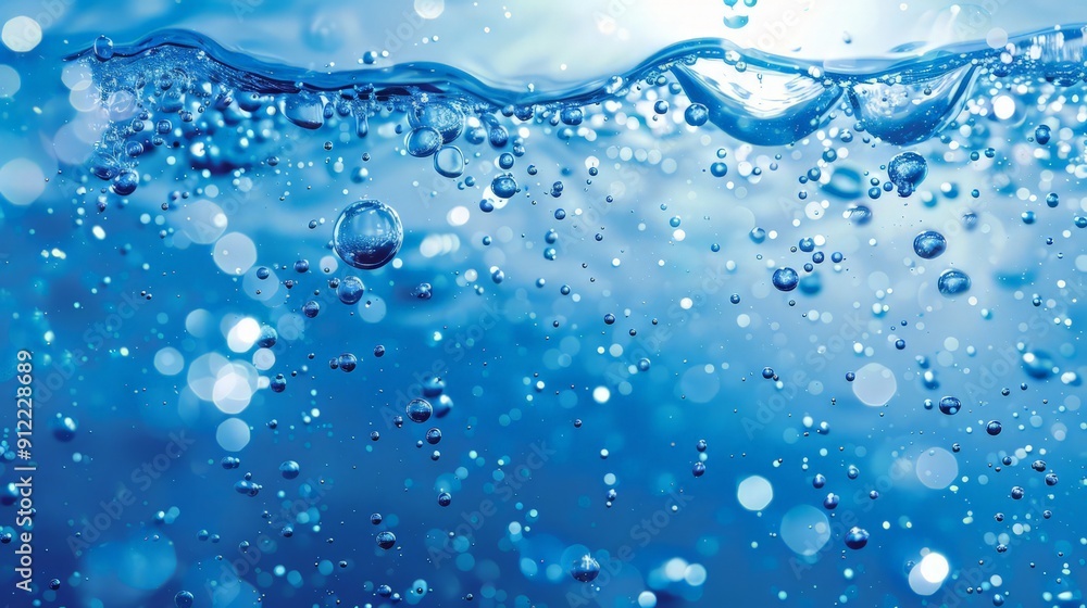 Bubbles and splashes of fresh water close up. beautiful abstract blue background Bubbles and splashes of fresh water close up. beautiful abstract blue background