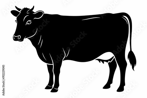 cow silhouette, cow vector illustration, bull, cow icon