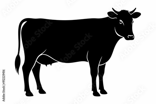 cow silhouette, cow vector illustration, bull, cow icon