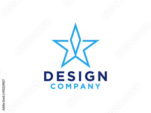 Free Download Star Logo. White Linear Style with Blue Arrow Up isolated on White Background. Usable for Business and Technology Logos. - GFXLoad