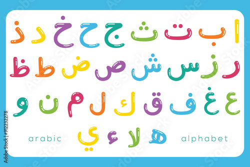 Arabic alphabet letters or hijaiyah letters for muslim children's learning