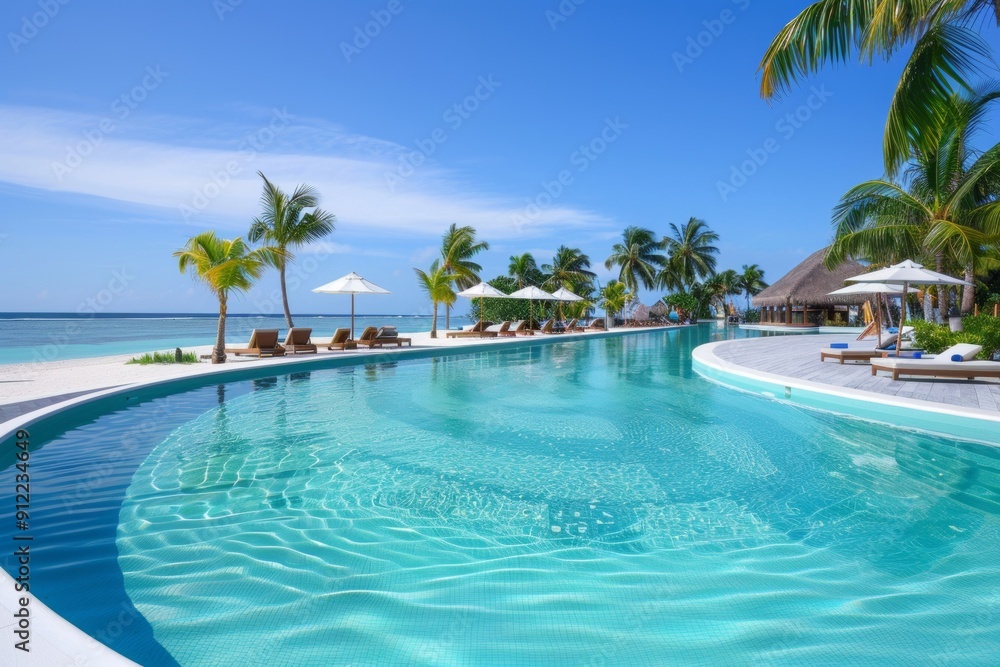 Fototapeta premium Resort booking with an ideal location, providing easy access to key attractions and offering a perfect blend of convenience and relaxation for an unforgettable stay.