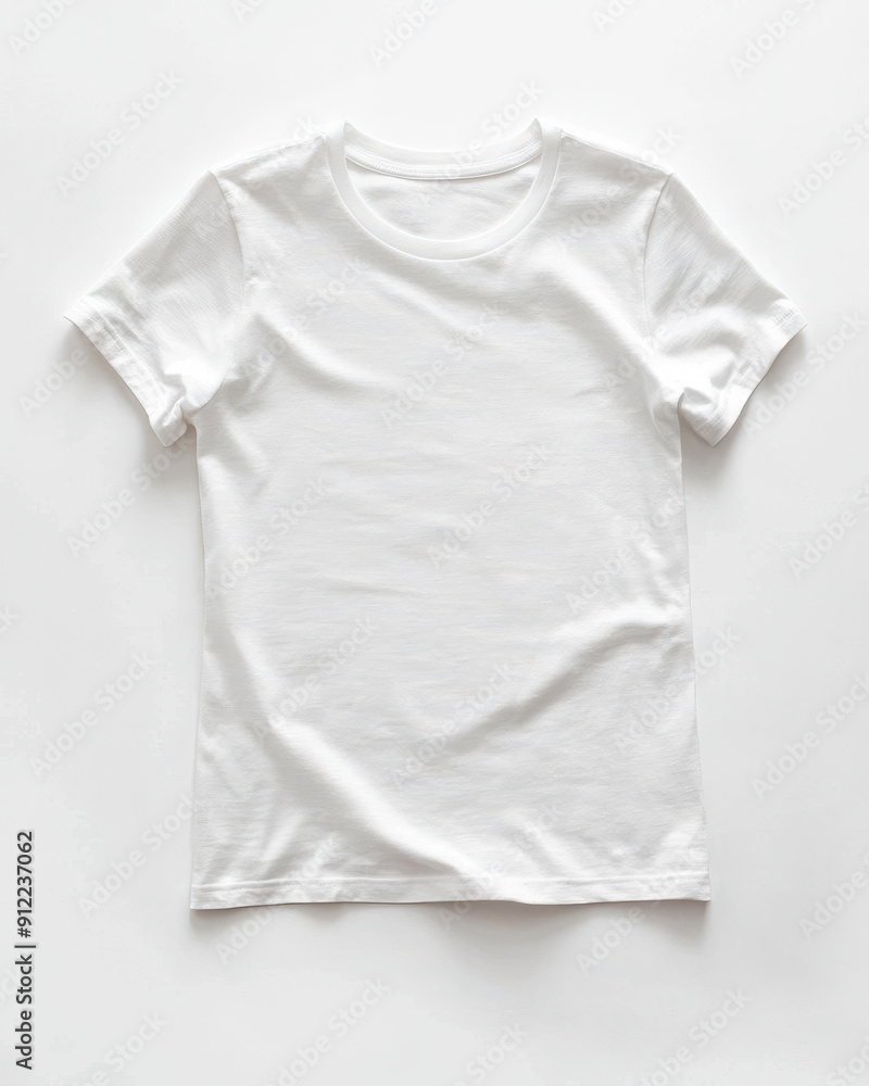 Top view of plain white t-shirt isolated on white background Top view of plain white t-shirt isolated on white background
