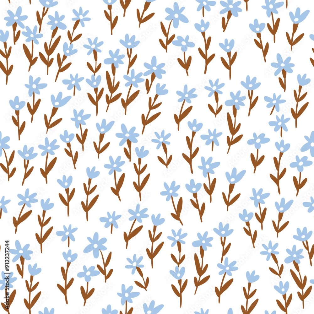 Vector Ditsy floral seamless pattern. Simple and cute flowers on white background. Floral endless print for fabric design. Ideal for bedding or summer female dresses. Vector Ditsy floral seamless pattern. Simple and cute flowers on white background. Floral endless print for fabric design. Ideal for bedding or summer female dresses.