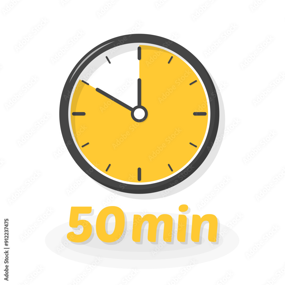 50 min icon. Clock icon. Flat style. Vector icon. 50 min icon. Clock icon. Flat style. Vector icon.