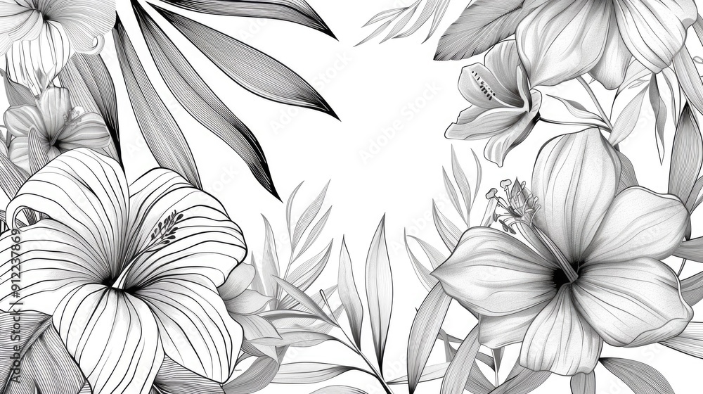 Elegant Botanical Line Art with Monochrome Floral and Leaf Silhouettes Minimalist modern wall art featuring organic natural botanical elements in a clean abstract line drawing style Elegant Botanical Line Art with Monochrome Floral and Leaf Silhouettes Minimalist modern wall art featuring organic natural botanical elements in a clean abstract line drawing style