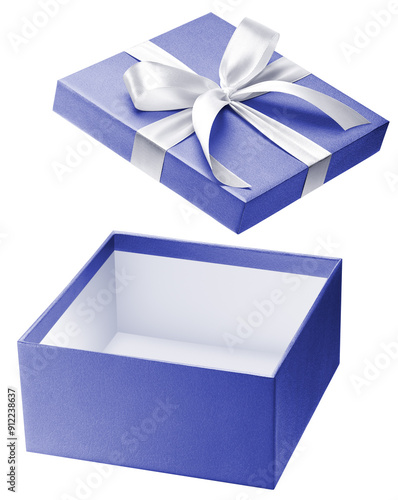 Naklejka blue open gift box isolated