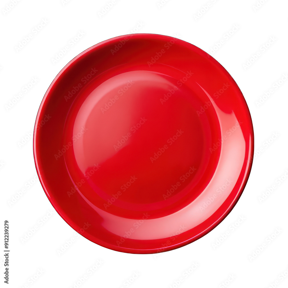 Empty red plate top view isolated on transparent background Empty red plate top view isolated on transparent background