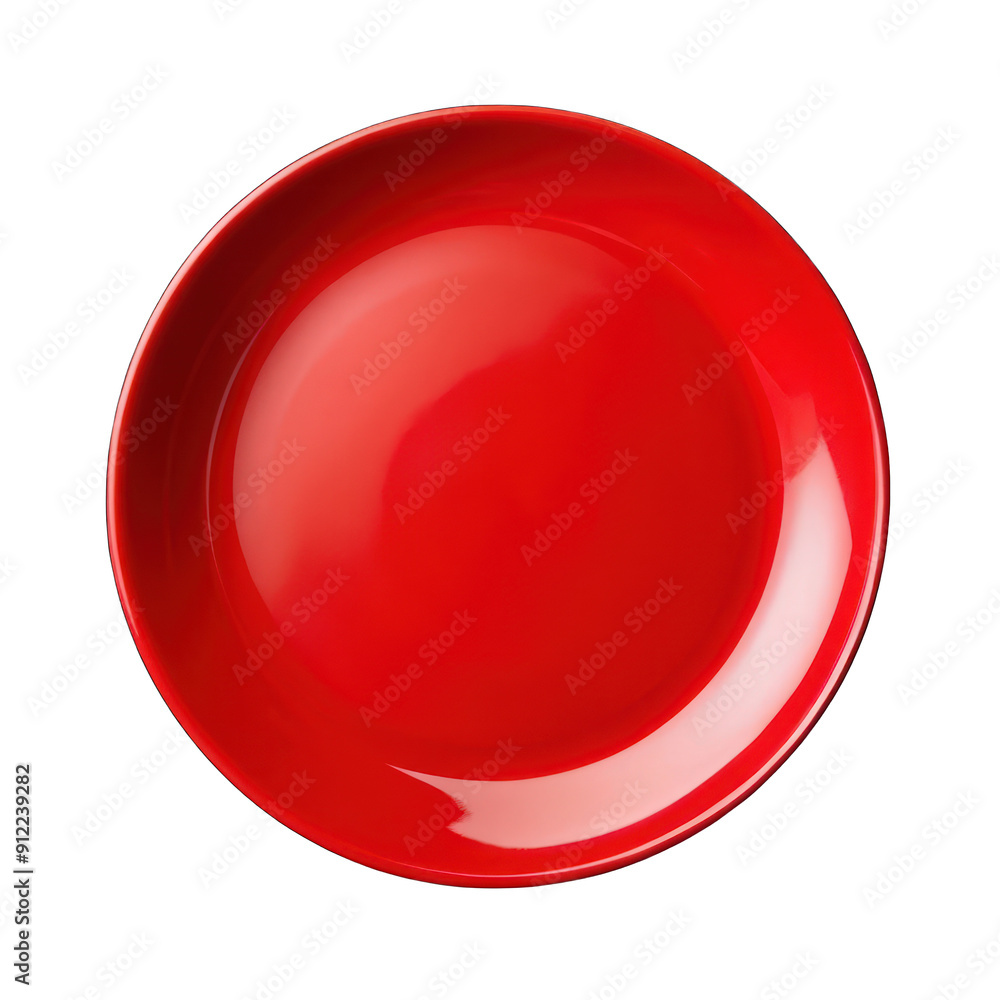 Empty red plate top view isolated on transparent background Empty red plate top view isolated on transparent background