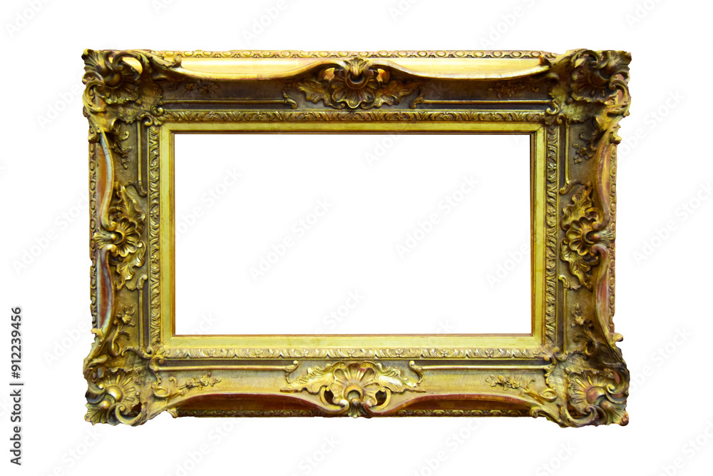 Beautifully decorated, unique and antique gold picture frame Beautifully decorated, unique and antique gold picture frame