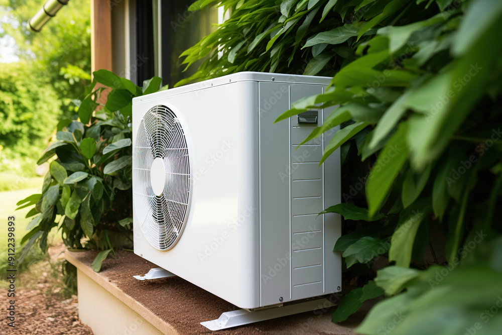 Air source heat pump installed at residential building Air source heat pump installed at residential building