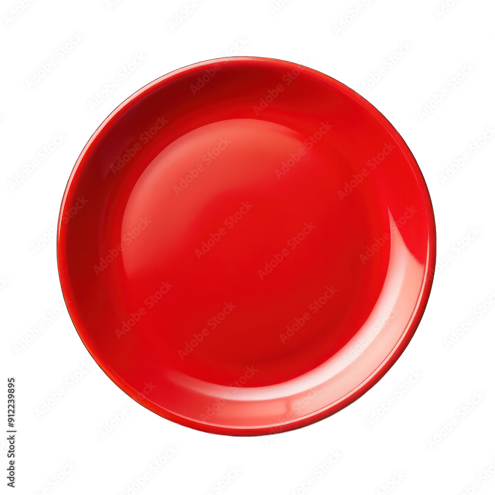 Empty red plate top view isolated on transparent background Empty red plate top view isolated on transparent background