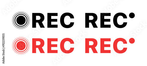 Rec set icons. Live icons. Flat and silhouette style. Vector icons.