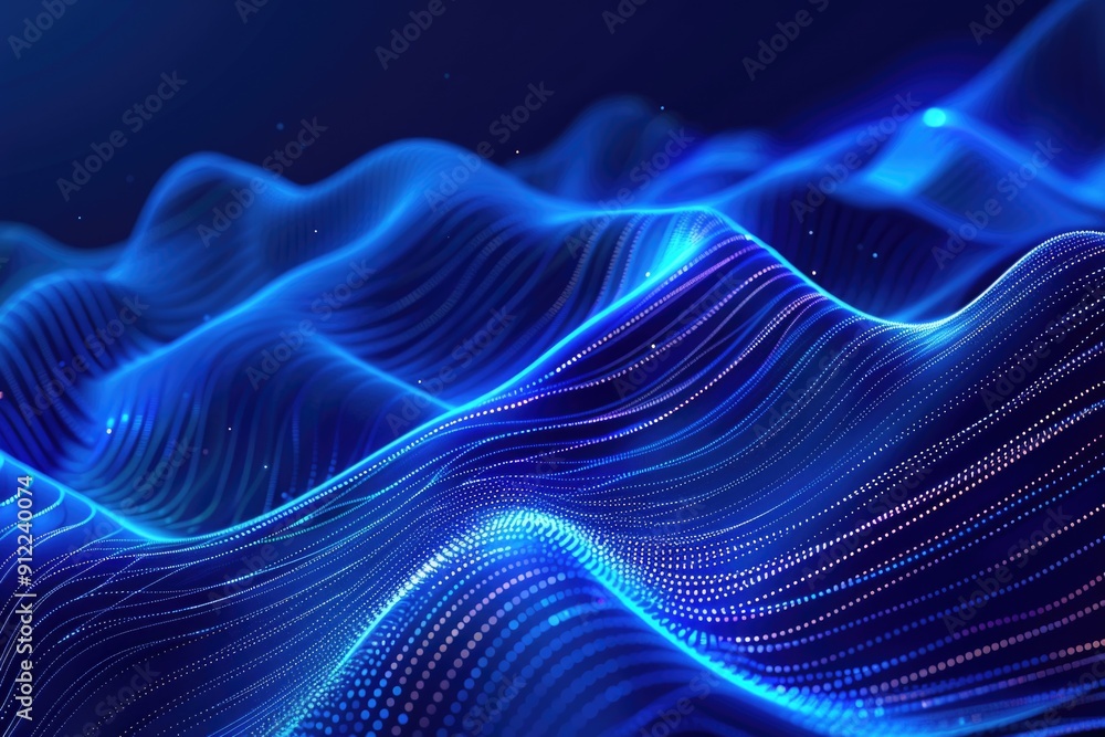 A close-up shot of a wave of blue light, often used in scientific or technological contexts A close-up shot of a wave of blue light, often used in scientific or technological contexts