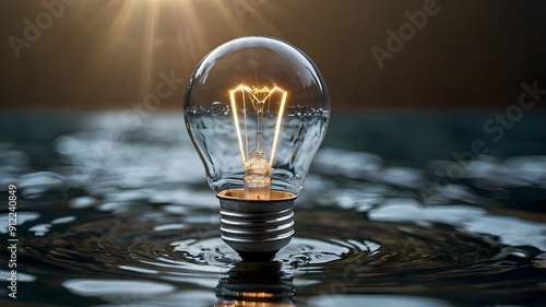 light bulb on water background