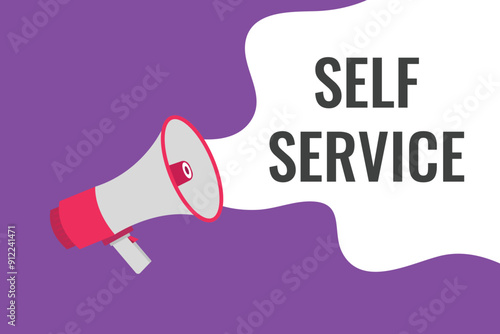 self service button, banner, label, template for website. self service text with colorful megaphone icon
