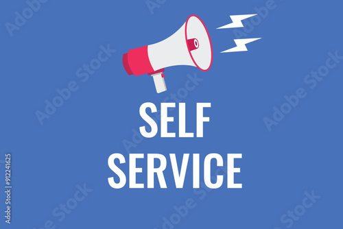 self service button, banner, label, template for website. self service text with colorful megaphone icon
