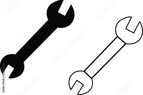 Wrench spanner icon screwdriver logo. Maintain gear wrench mechanic pictogram symbol. Wrench icon. For your design, logo. Vector illustration with transparent background.
