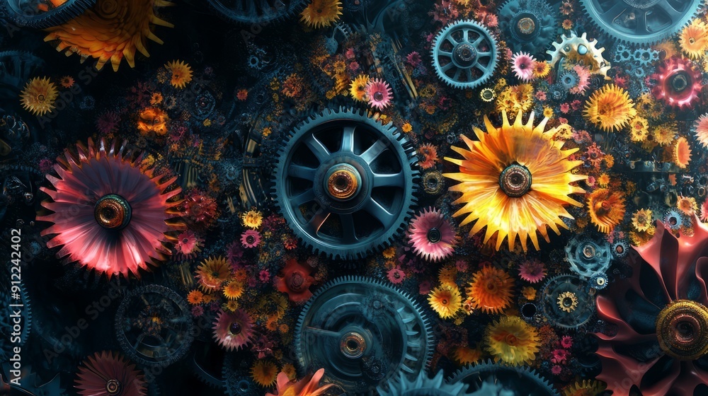 3D Abstract Background: Rotating Gears Intertwined - Download 3D Abstract Background: Rotating Gears Intertwined - Download