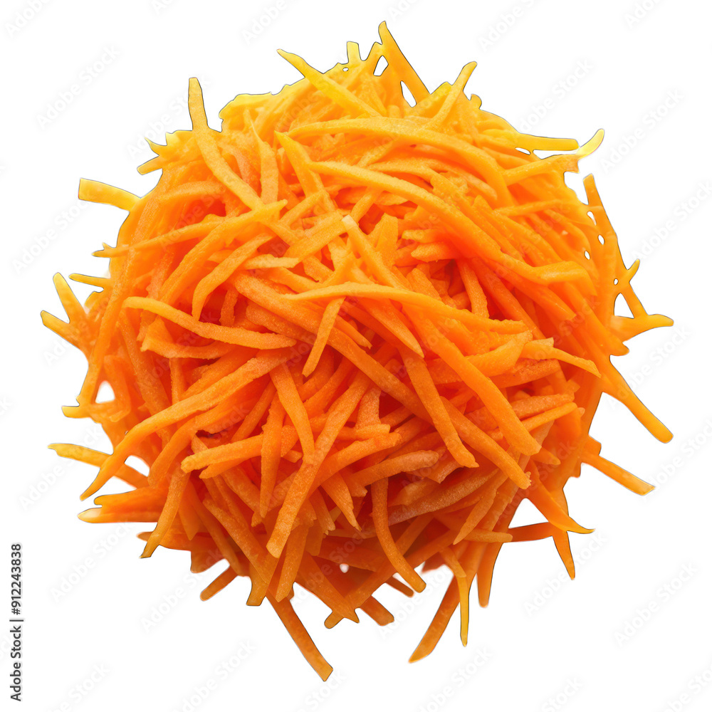 Fototapeta premium Grated carrots top view isolated on transparent background