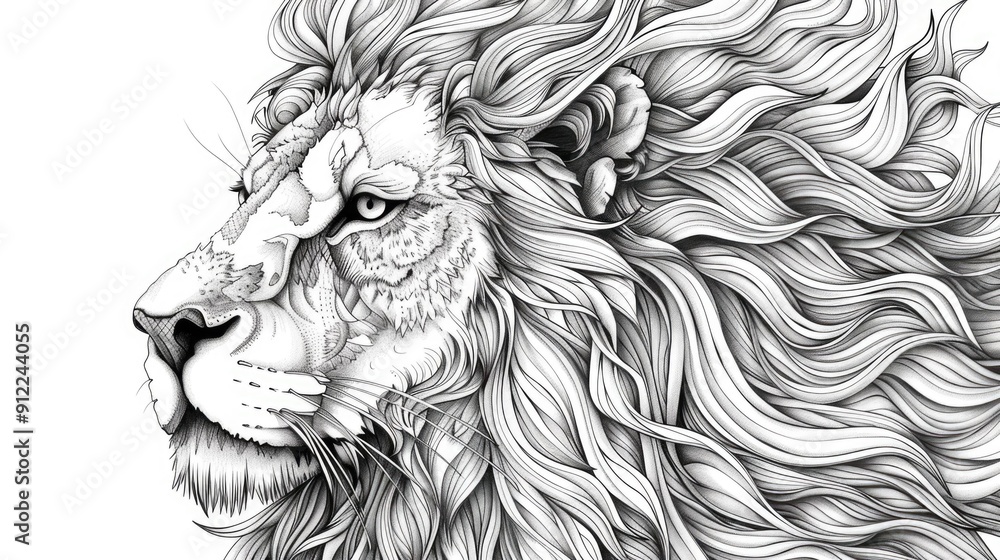 Obraz premium Illustrative doodle art design featuring a lovable cartoon lion character with playful facial features fluffy mane and expressive eyes in an style