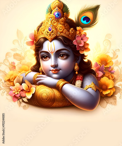 festival of happy shree krishna janmashtami abstract design background photo