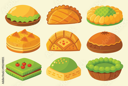 Baklava Color Line Art Depicting Tasty Treats in Creative Style