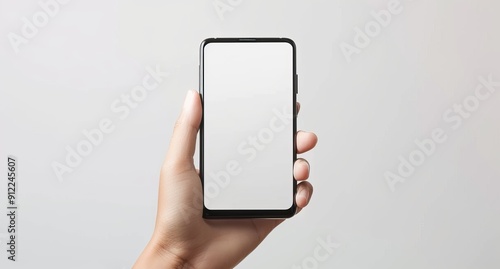 Hand Holding Smartphone with Blank Screen