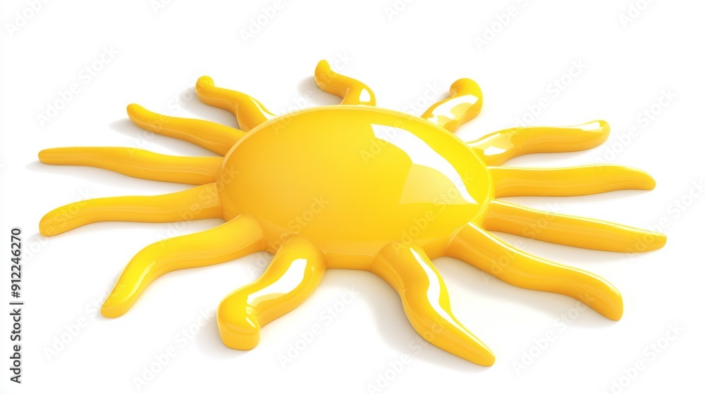 3D Bright Yellow Sun with Rays - Isolated on White Background - Royalty Image 3D Bright Yellow Sun with Rays - Isolated on White Background - Royalty Image
