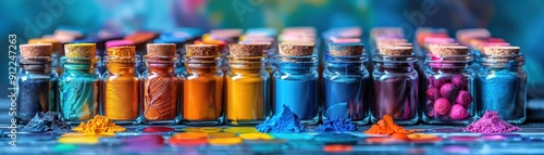 Colorful Art Supplies in Jars on a Desk photo