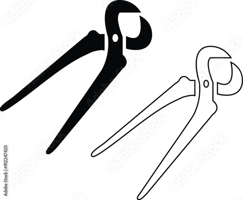 Steel nippers tool icon. Cutting pliers, pincers, isolated on white background. Vector illustration with transparent background.